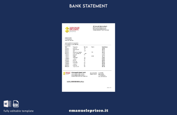 modello word di estratto conto bancario di investimento islamico delle Filippine